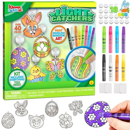 Joyfy 18 Pcs Easter Suncatchers Crafts Set,Suncatcher Window Art Craft Kit for Kids Art & Home School Activities Party Favor Easter Party Supplies