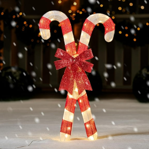 Joyfy 2.8 FT Candy Cane Yard Light Christmas Outdoor Decorations,50 Pre-Lit LED Christmas Decorations,Christmas Yard Light with Stakes Decorations Outdoor Holiday Decor