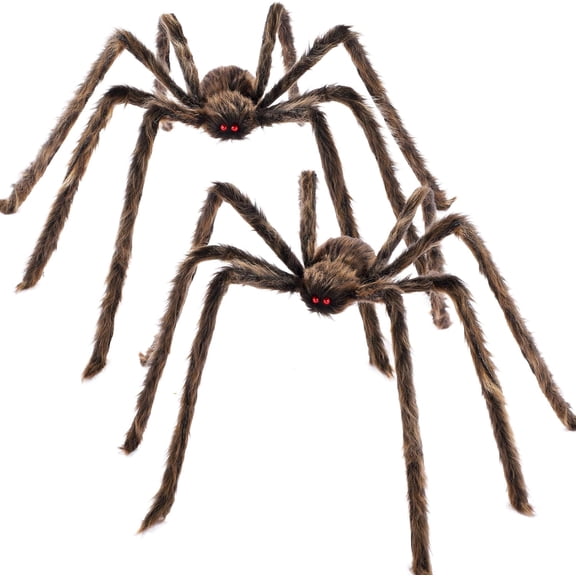 Joyfy 2 Pack 5 FT Giant Spider Halloween Decorations,Scary Spider Halloween Decorations Outdoor Party Decorations Props Halloween Yard Decorations,Brown