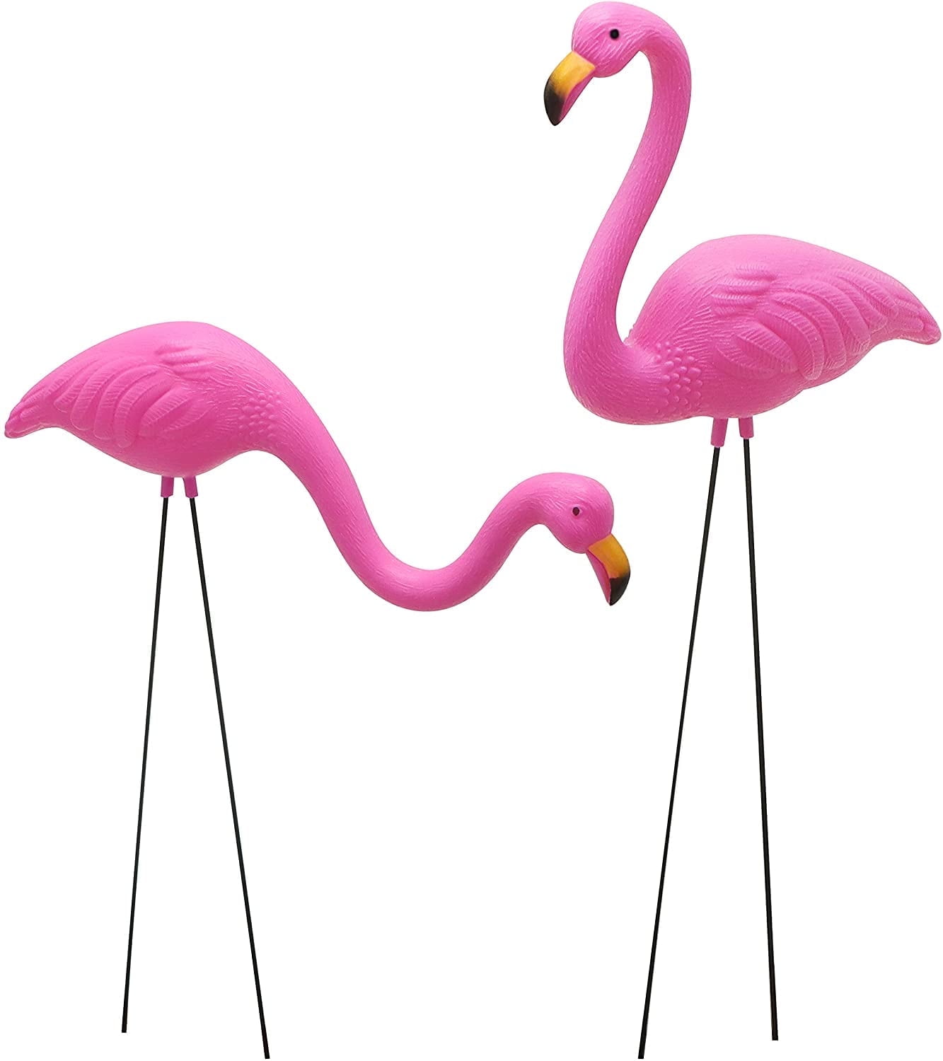 Small Pink Flamingo Garden Statues with Galvanized Steel Legs
