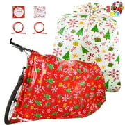 Joyfy 2 packs Christmas Holiday Jumbo Gift Bags 72"x60" with Gift Tags for Heavy Duty Large Gifts Bags, Presents Bicycle, Xmas Season Gift Decorations, Party Favor Gift Giving Bag