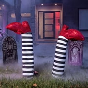 Joyfy 2 Pcs 21" Halloween Yard Decorations Outdoor, Witch Legs with Shoes Yard Stakes, Witch Props for Graveyard Lawn Decorations(White Black)