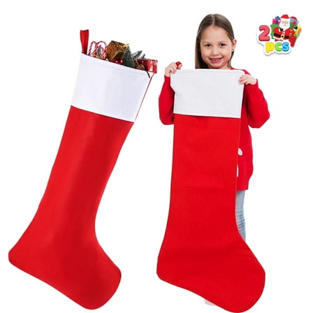 Joyfy 2 Pcs 38" Jumbo Felt Christmas Stockings, Giant Christmas Stocking Large Christmas Stocking for Family Holiday Season Decorations