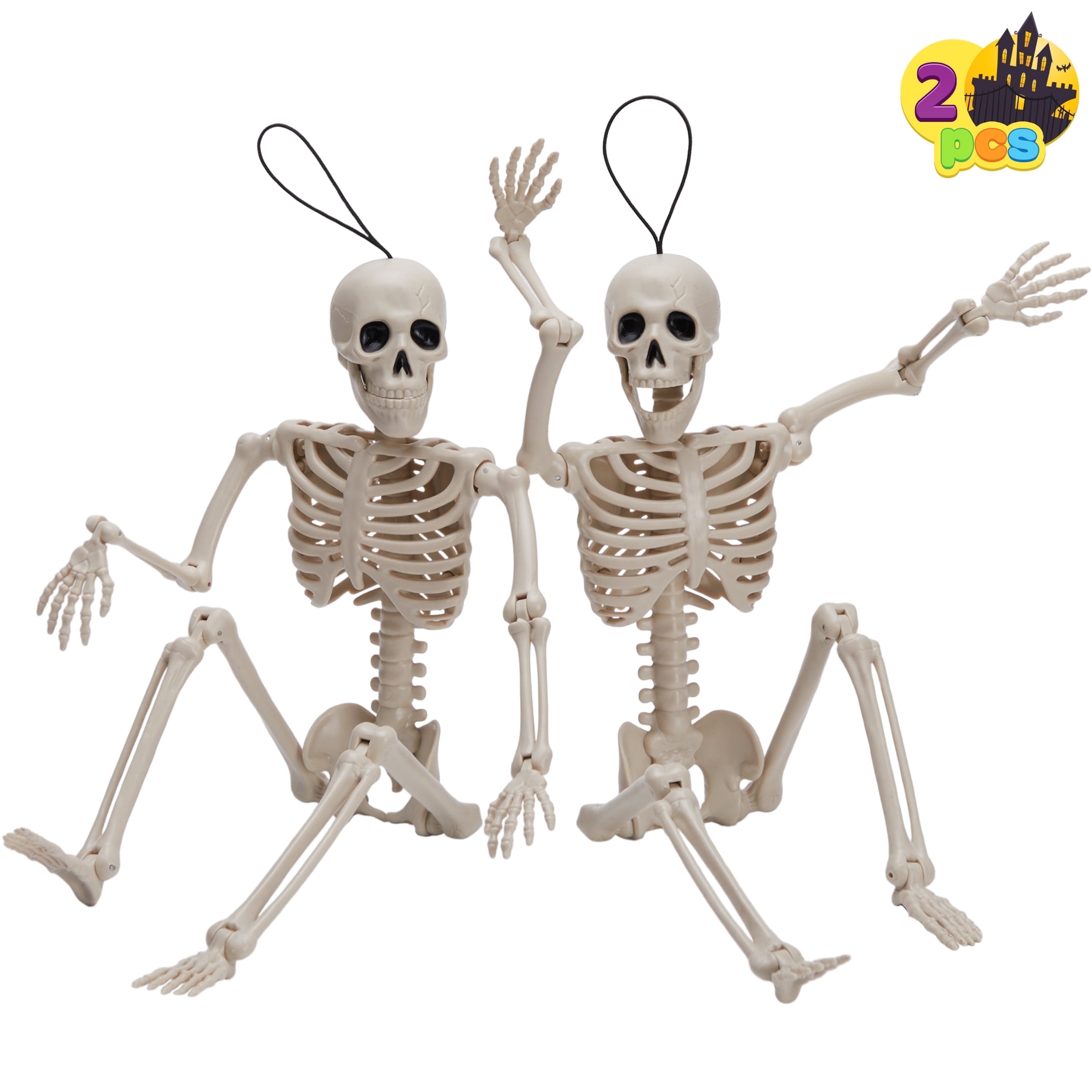 Joyfy 2 Pcs Halloween Skeleton Decorations,16 inch Poseable