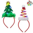 thumbnail image 1 of Joyfy 2 Pcs Lighted Christmas Headbands with LED Lights in Elastic Santa Hat Christmas Tree Design for Xmas and Holiday Parties (One Size), 1 of 7