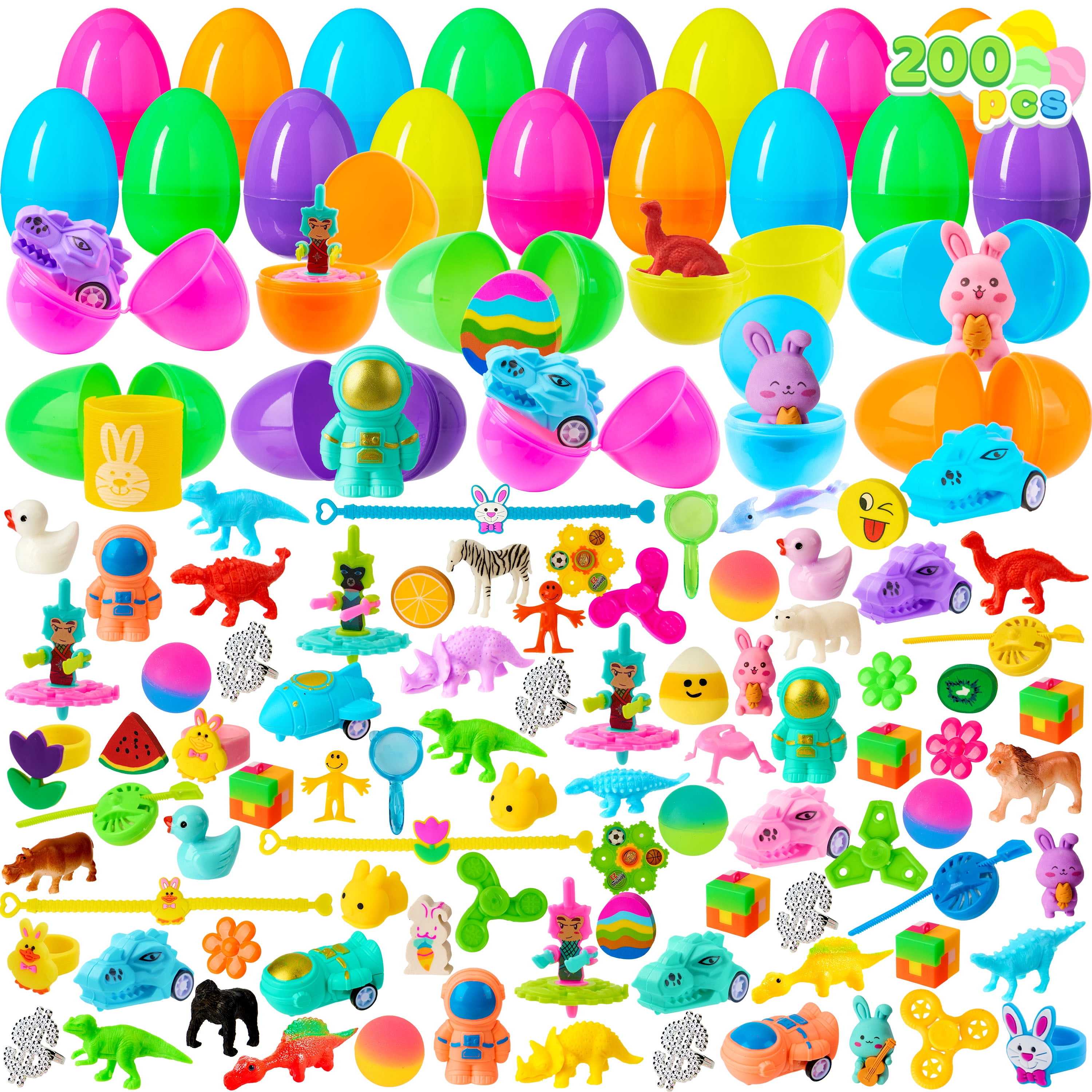 Joyfy 200 Packs Prefilled Easter Eggs with Assorted Toys,2.3" Easter Egg Bulk for Kids,Easter Eggs Hunt Events,Basket Stuffers Fillers,Classroom Prize Supplies