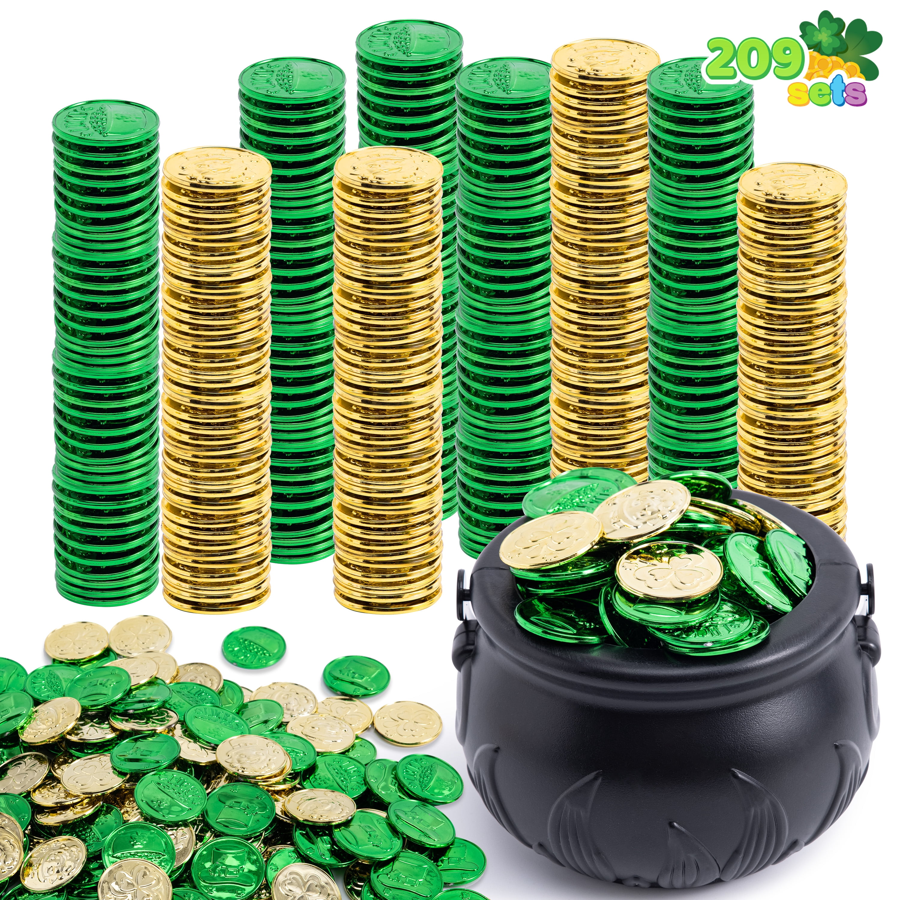 Joyfy, St Patrick‚Äôs Day Party Supplies, 208 pcs Coins + Large ...