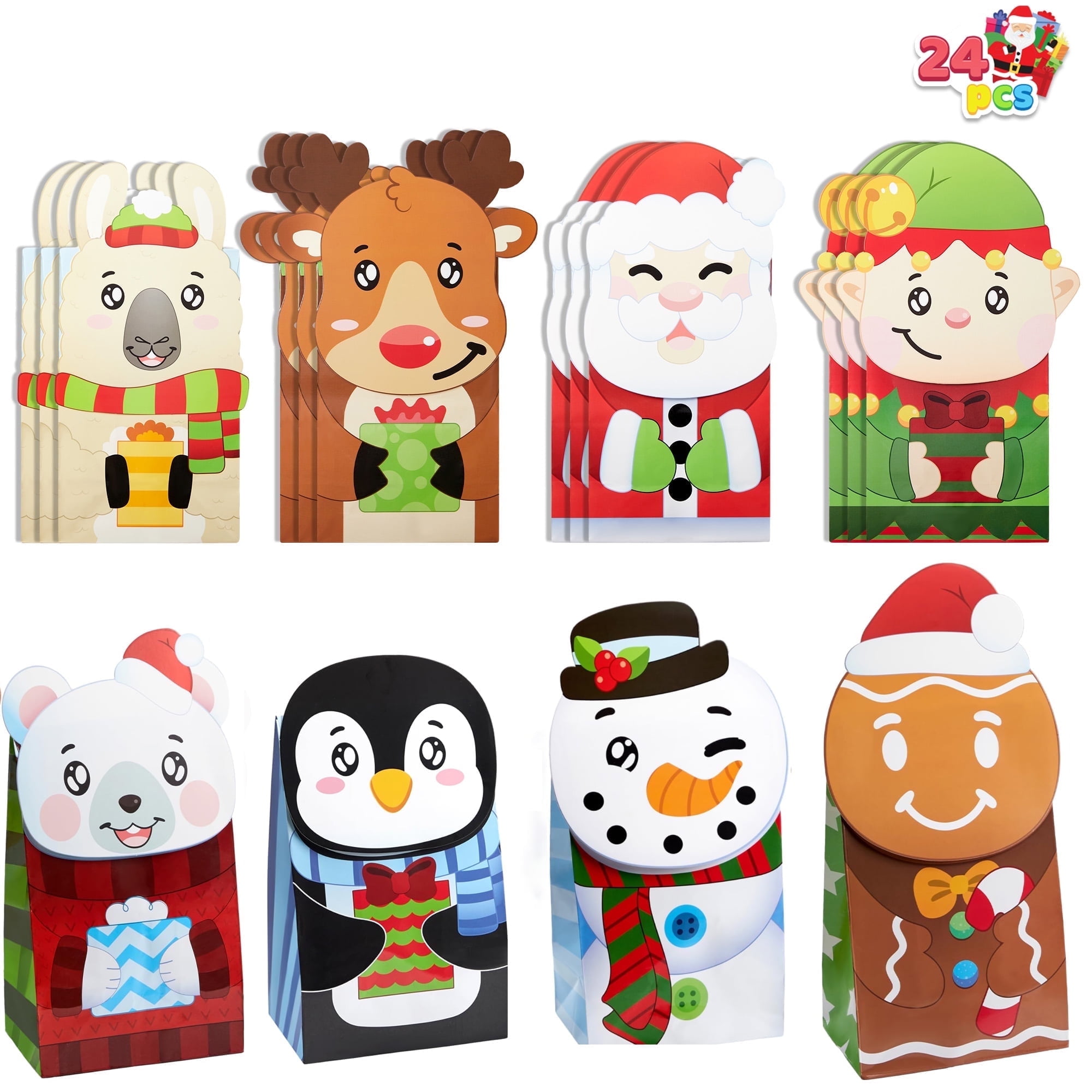 Joyfy 24 Christmas Treat Paper Bags for Holiday Party Gift