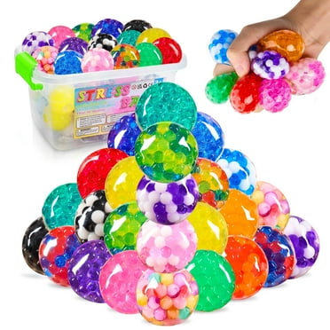 Joyfy 24 Pack Mini Stress Balls Fidget Toys for Adults Stress Relief Squishies Party Favors for Kids, Orbeez Anxiety Calming Squeeze Balls, Prize (1.57")