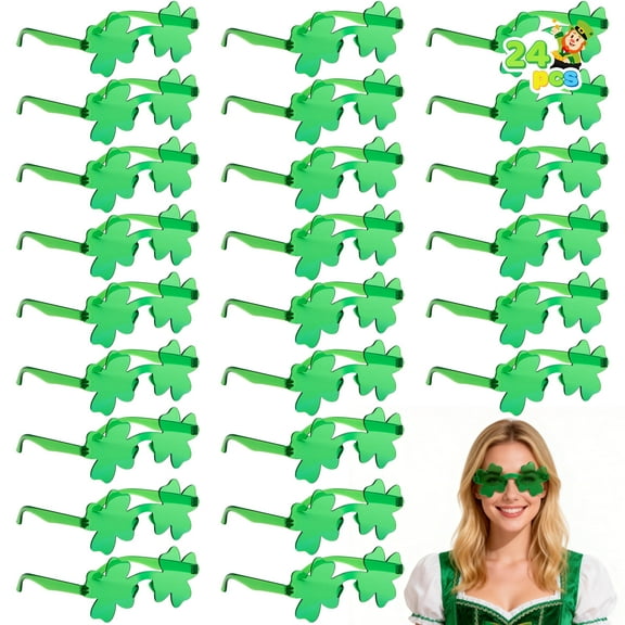 Joyfy 24 Pairs St. Patrick's Day Shamrock Sunglasses, Shamrock Glasses Clover Eyewear,St. Patrick Accessory Party Favor Supply