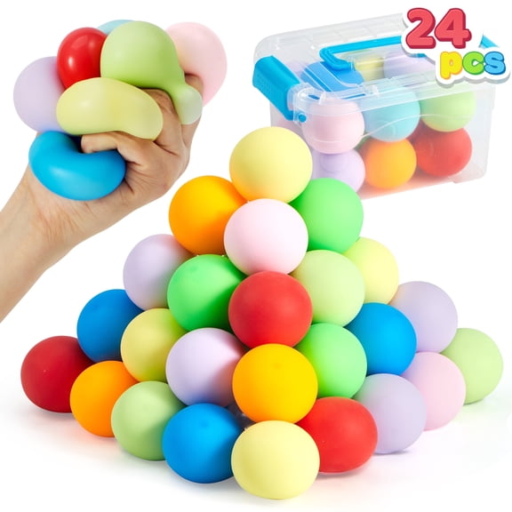 Joyfy 24 Pack Squishies Party Favors for Adults Slow Rising Mini Stress Ball Fidget Toys for Kids Stress Relief Office Relaxation Squeeze Balls, Goodie Bag Stuffers(1.57")