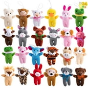 Joyfy 24 Pcs Small Stuffed Animals 3" Kids Party Favors Mini Plush Toys Bulk Animals Keychain Decoration for Boys Girls, Pinata Fillers, Carnival Prizes, School Gifts, Birthday Party Supplies