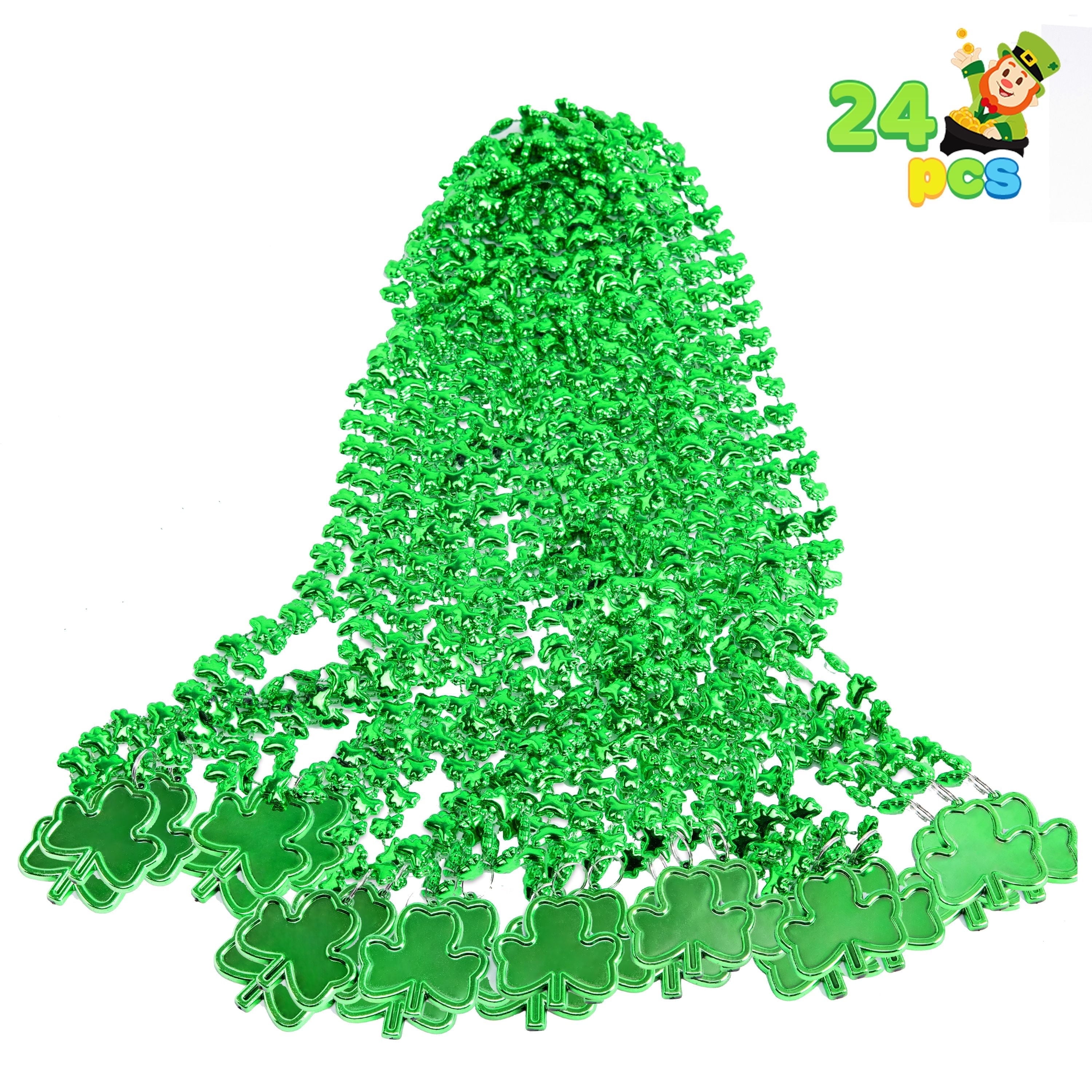 24pc St Patrick's Shamrock Necklaces - Green Clover Party Favors & Accessories