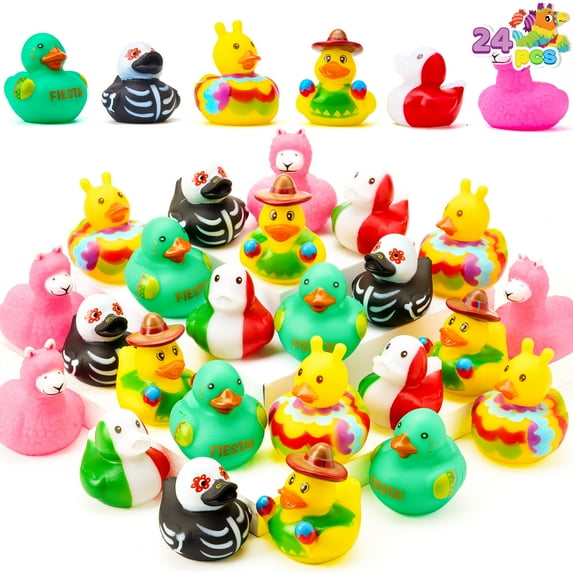 Joyfy 24Pcs Mexican Fiesta Rubber Ducks for Party Favors Decoration,Fiesta Party Favors Rubber Ducks Assortment Birthdays Accessories