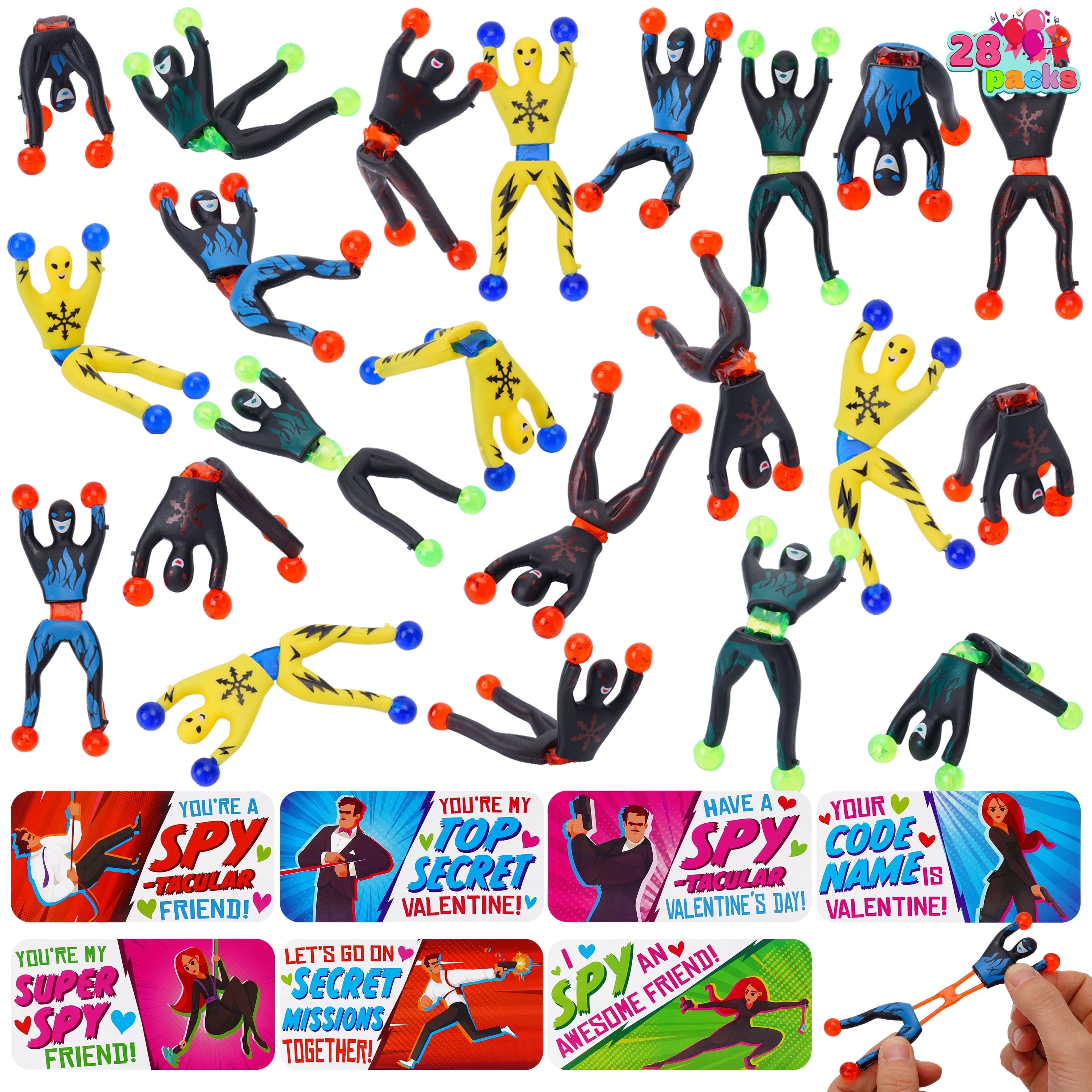 kaijinart Somethingmon 5枚セット　ブイズ Joyfy 28 Packs Valentines Day Sticky Wall Climbing Men Ninja with