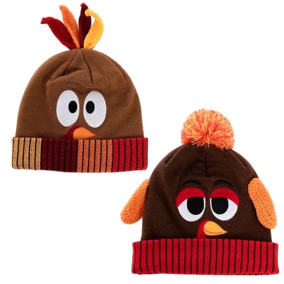 Joyfy 2Pcs Thanksgiving Hat for Adults Kids,Turkey Trots Thanksgiving Role Play Cosplay, Party Supplies, Accessories, Costume Hats Brown