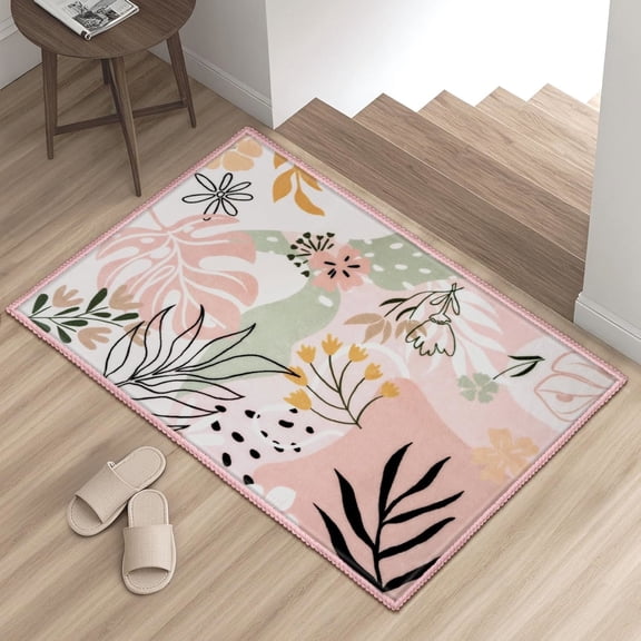 Joyfy 2x3 Door Mat Indoor Washable Non-Slip, Art Floral Entrance Rug with Rubber Backing, Soft Stain Resistant Carpet for Entryway, Bathroom, Bedroom