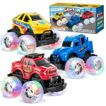 Joyfy 3 Pack Light Up Monster Truck Set, Toy Truck Set for Boys and Girls, Led Race Truck for Kids, for Boy Girl 3 4 5 6