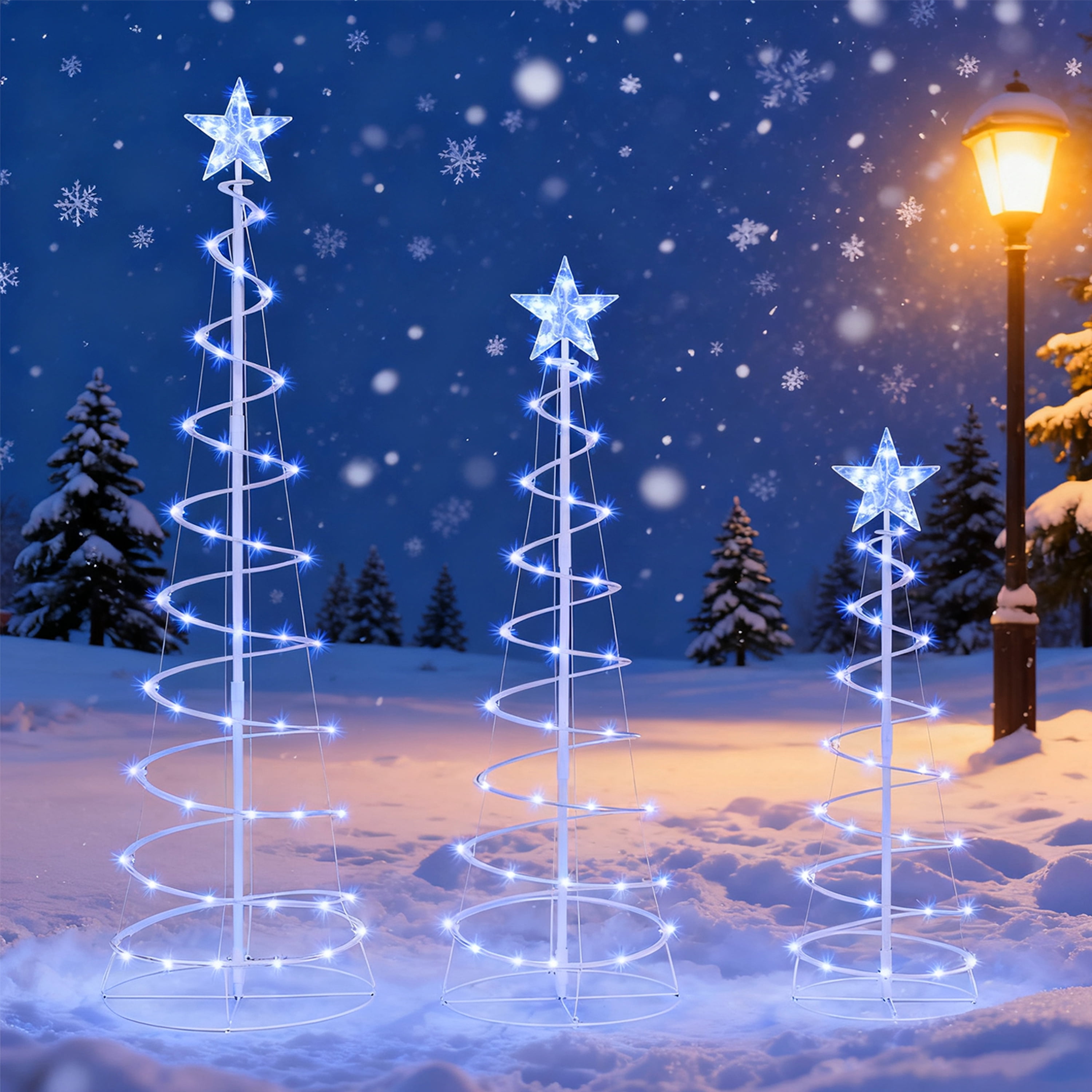 Joyfy 3 Pack Spiral Tree Christmas Decoration Outdoor,218 LED