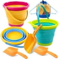 thumbnail image 1 of Joyfy 3 Packs Collapsible Bucket with Shovels & Mesh Bag, Multi-Purpose Kids sand toys for Beach, Camping Gear, Beach Parties, and Fun Summer Activities, 1 of 9