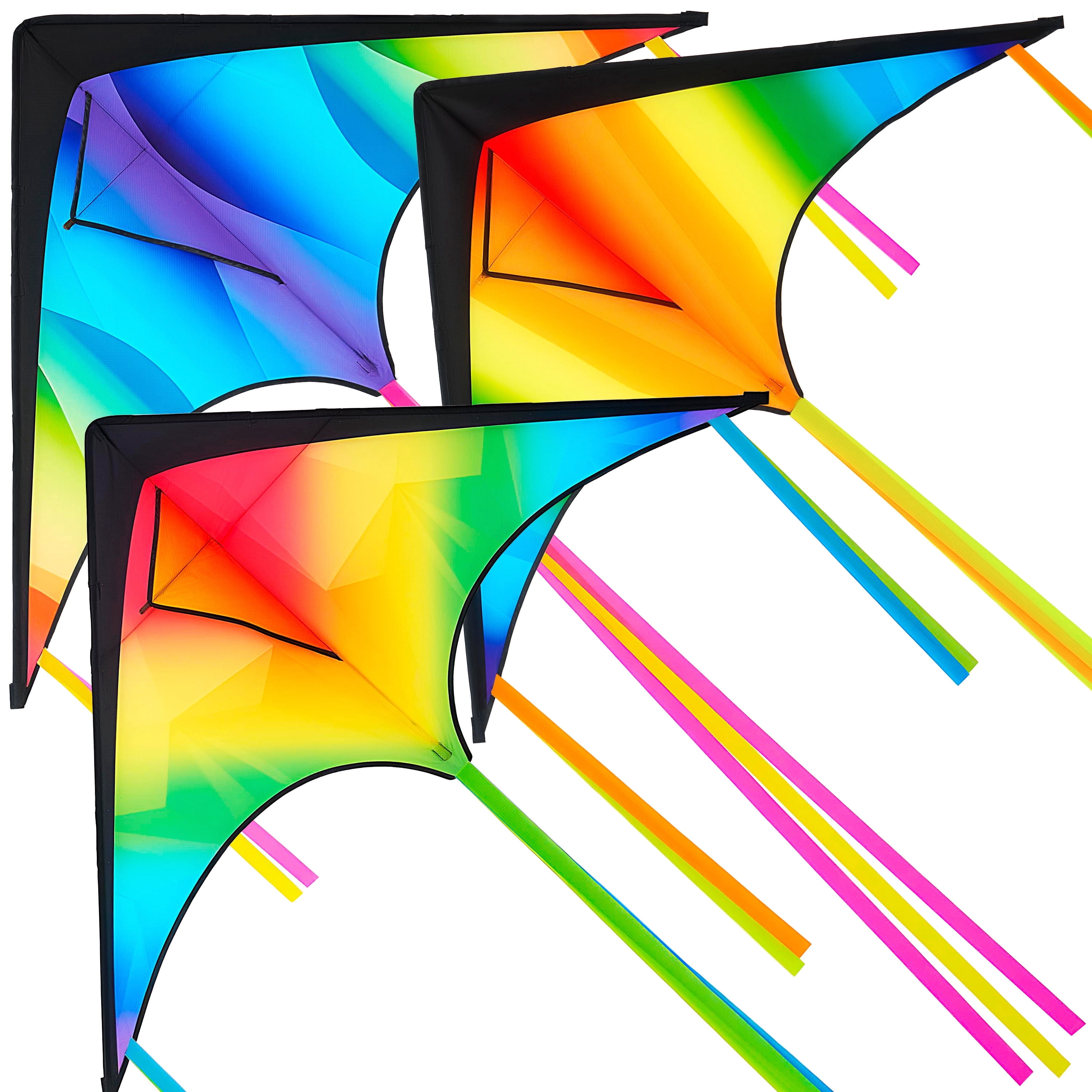 Joyfy 3 Packs Large Delta Kite, Easy to Fly for Kids and Adults with ...