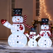 Joyfy 3 Pcs Collapsible Snowman Yard Light Christmas Outdoor Decorations,3D 270 Pre-Lit LED Snowman Christmas Decorations,Christmas Yard Light with Stakes Holiday Decor