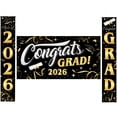 thumbnail image 1 of Joyfy 3 Pcs Large Graduaiton Banners Set, Class of 2026 Graduation Decorations, Gold & Black Congrats Grad Party Backdrop and Banner Hanging Porch Supplies for College Graduation Indoor/Outdoor Decor, 1 of 7