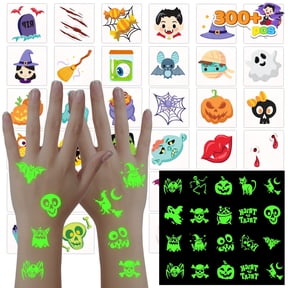 Joyfy 300+ Halloween Temporary Tattoos,Glow in The Dark Tattoos for Kids,Halloween Toys Bulk,Halloween Trick or Treat Toys,Halloween Party Favor