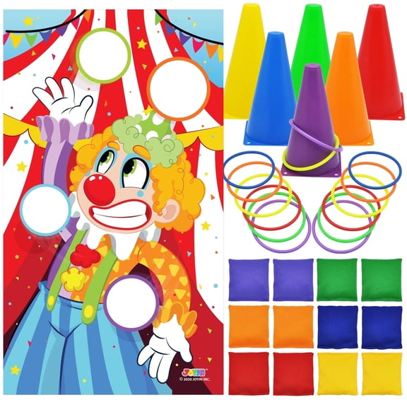 Joyfy 31 Pcs Ring Toss Game Set, Indoor Outdoor Games for Kids, Family Fun Party Games for Backyard Birthday Party Favors