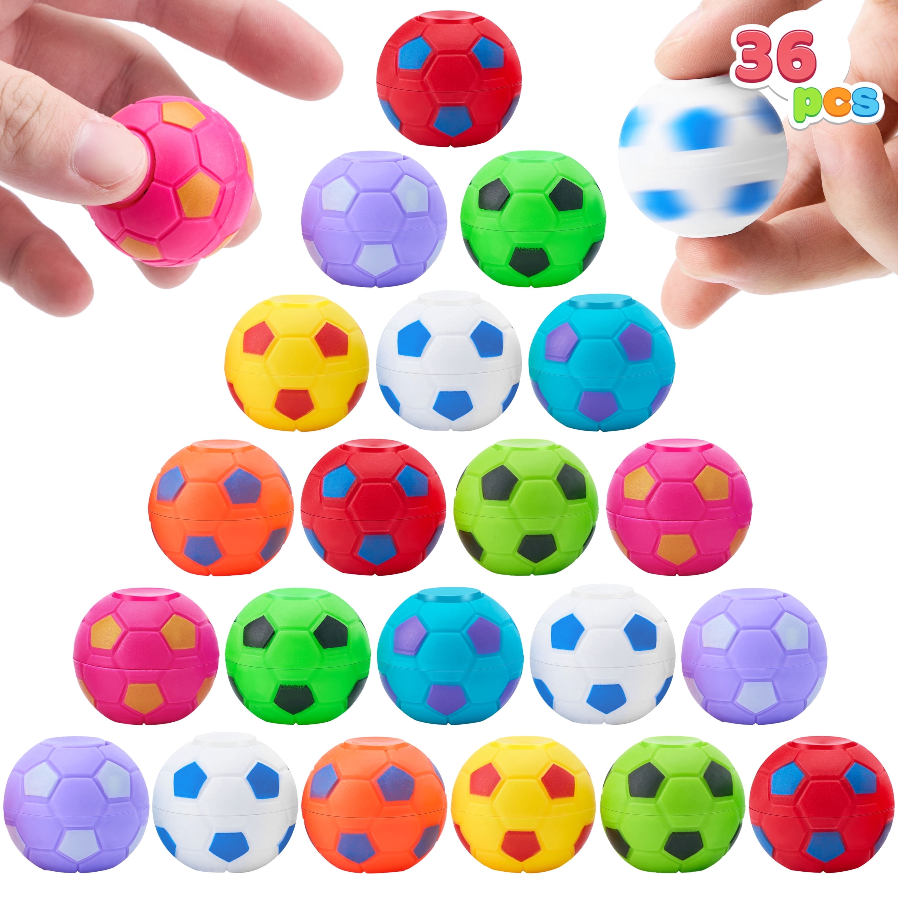 Joyfy 36 Pack Soccer Party Favors for Kids Fidget Spinners Balls