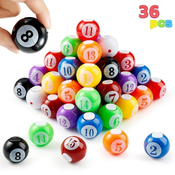 Joyfy 36 Pack Colorful Billiard Balls Fidget Spinners Party Favors, Stress Relief Fidget Toys Bulk, Prize Box Toys for Kids Classroom, Goodie Bag Stuffers