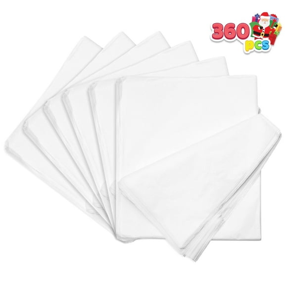 Joyfy 360 Sheets White Tissue Paper Bulk 20” x 20” Christmas Wrapping Paper for Gift Wrap Christmas, Packing, DIY Arts & Crafts, Party Supplies and Wine Bottles