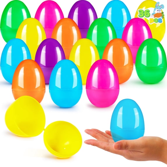 Joyfy 36PCS 3.15" Easter Eggs, Empty Easter Eggs Fillable, Colorful Bright Plastic Eggs Bulks for Easter Hunt,Party Favors, Easter Decorations