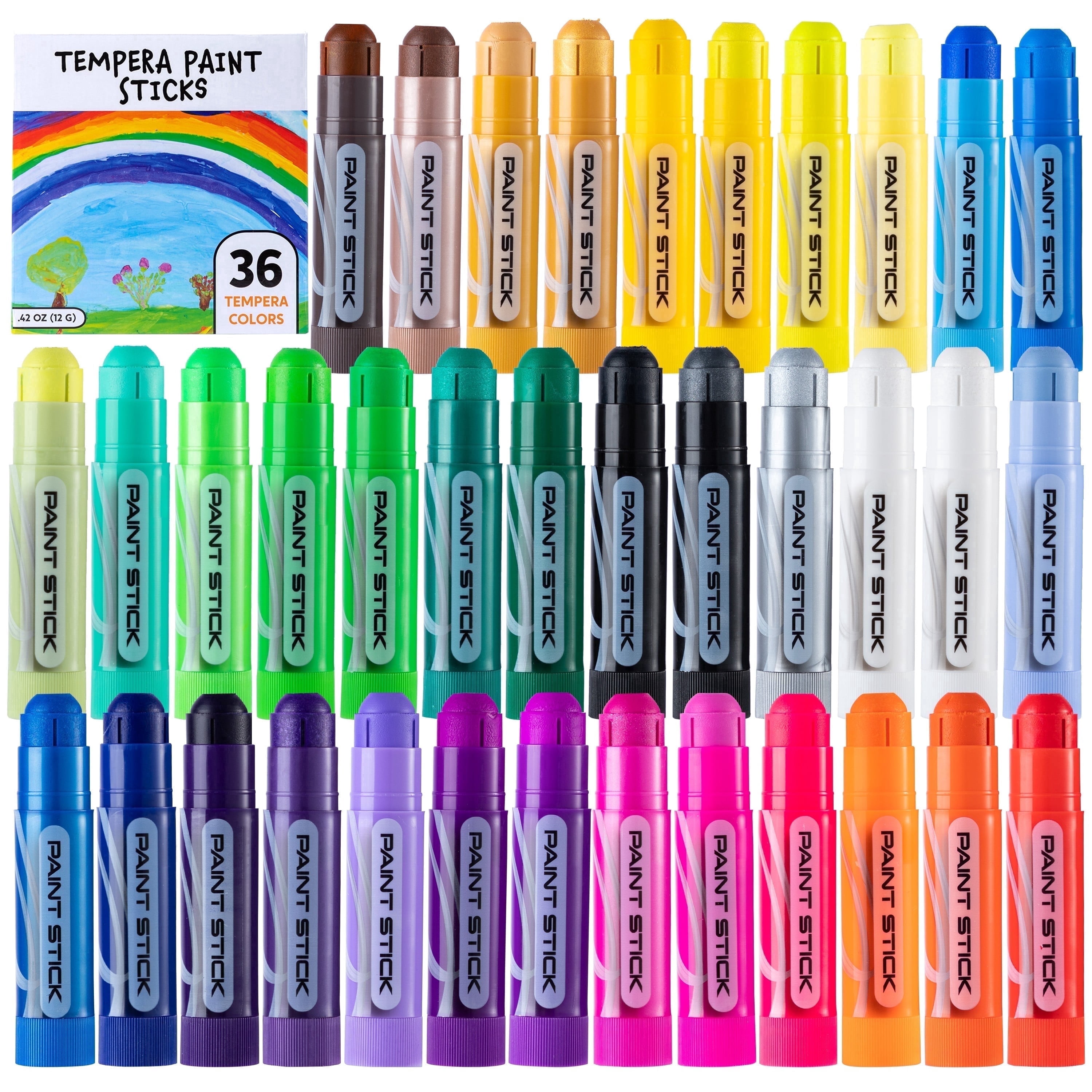 Joyfy 36pcs Washable Tempera Paint Sticks, Quick Dry Paint Sticks for Kids Toddlers, Back to School Supplies for Teachers, Arts and Crafts Supplies for Classroom, Birthday Gifts for Boys Girls