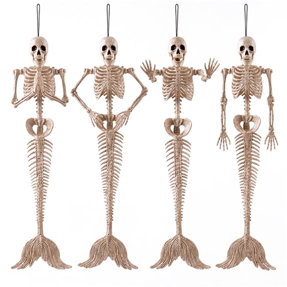 Joyfy 4 PCS 20" Halloween Skeleton Decor,2 FT Posable Skeleton Halloween Prop for Haunted House Indoor Outdoor Decoration Spooky Decor,Full Body with Movable Joints for Halloween Decoration