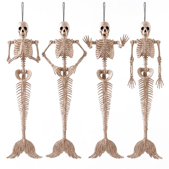 Joyfy 4 PCS 20" Halloween Skeleton Decor,2 FT Posable Skeleton Halloween Prop for Haunted House Indoor Outdoor Decoration Spooky Decor,Full Body with Movable Joints for Halloween Decoration