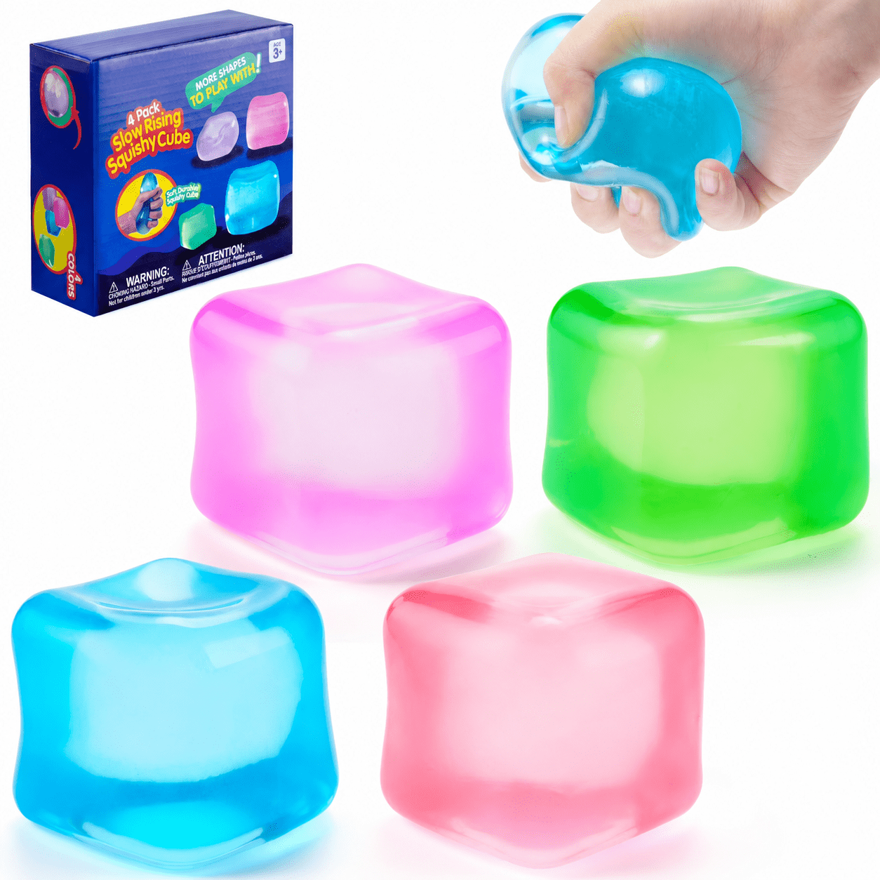 Joyfy 4 Pack 2“  Fidget Cubes Slow Rising Squishy Toys for Kids Adults, High Density Sensory Toys, Party Favors, Stress Relief Gifts for Birthday Christmas