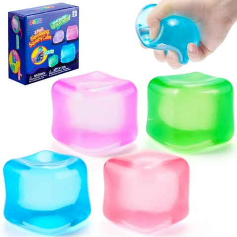 Joyfy 4 Pack 2 Fidget Cubes Slow Rising Squishy Toys for Kids Adults, High Density Sensory Toys, Party Favors, Stress Relief Gifts for Birthday Christmas