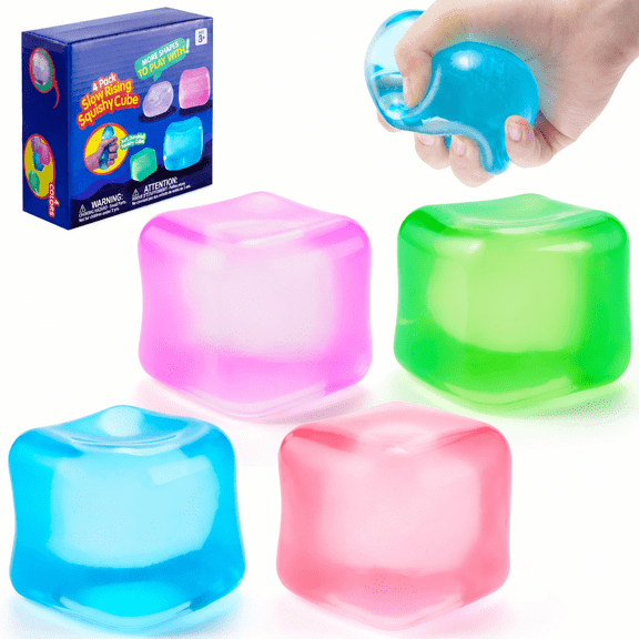 Joyfy 4 Pack 2 Fidget Cubes Slow Rising Squishy Toys for Kids Adults, High Density Sensory Toys, Party Favors, Stress Relief Gifts for Birthday Christmas