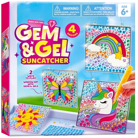 Joyfy 4-Piece Suncatcher Kit with Paint Pens & Gem Stickers, Butterfly & Unicorn Designs for Kids Ages 6-12