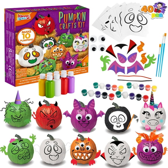Joyfy 40 Pcs 3D Halloween Stickers Pumpkin Decorations Kit,Pumpkin Face Stickers for Halloween Party Supplies Games,Halloween Crafts for Kids