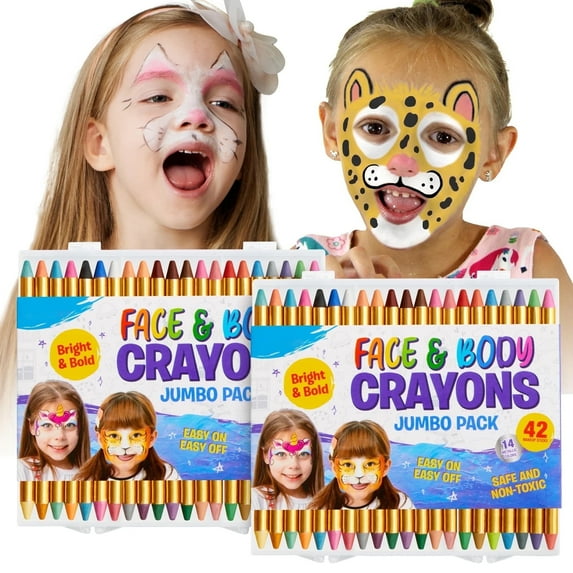 Joyfy 42 Piece Face and Body Paint Crayons Kit, Metallic Multicolor for Kids Toddlers Halloween Party Supplies