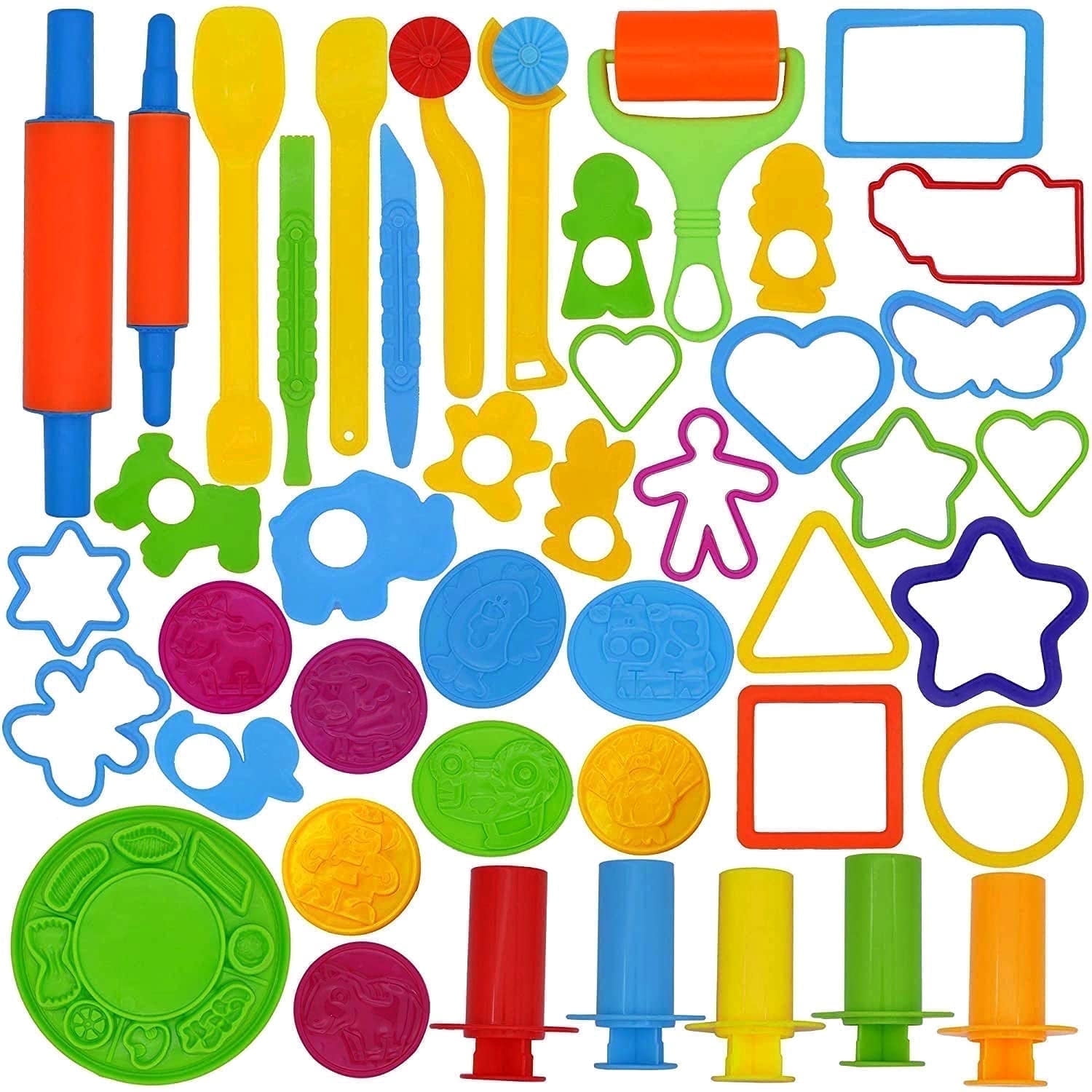 Joyfy 44-Piece Clay Tools Set for Kids,Clay Accessories with Various Plastic Molds, Rolling Pins, Cutters for Toddlers
