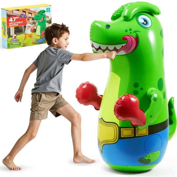 Joyfy Inflatable Dinosaur Punching Bag for Kids,47Tall Boxing Bag for Kids with Bounce-Back, Sports Toy,Dinosaur Toy for Boy,Birthday Party Dinosaur Decorations,Boy Birthday Gift