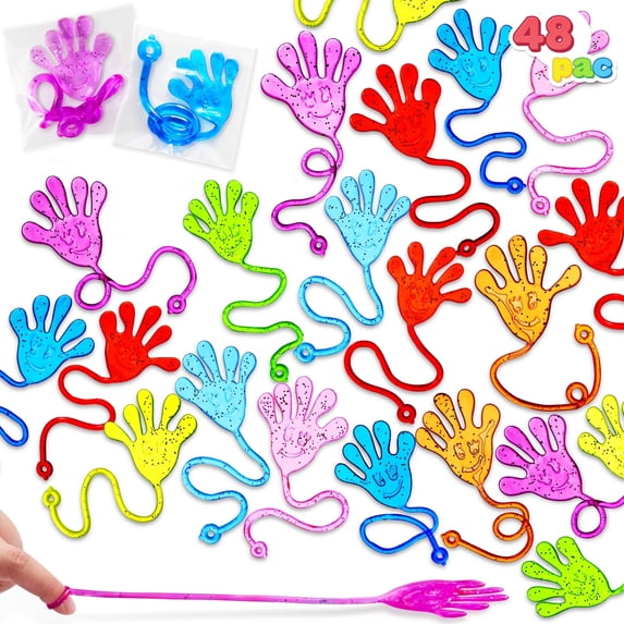 Joyfy 48 Pcs Sticky Hands Party Favors for Kids Assorted Stretchy Slappy Hands Fun Fidget Toys for Kids