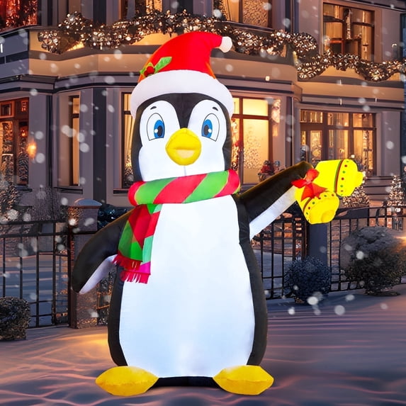Joyfy 5 FT Christmas Inflatables Penguin Outdoor Decorations,Giant Christmas Blow Ups Yard with Built-in LEDs for Holiday Party Garden Lawn Decor