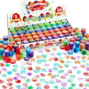 Joyfy 50 Pcs Assorted Stamps for Kids, Self-Ink Stamps with 50 Designs for Birthday Party Favor, Carnival Prizes, School Stampers, Goodie Bag, Halloween, Christmas