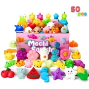 Joyfy 50 Pcs Mochi Squishy Toys Set Mini Mochi Party Favors للأطفال والكبار Kawaii Fidget Toys لتخفيف التوتر، ألعاب صندوق الجوائز الصغيرة للأطفال في الفصل الدراسي، Pinata Stuffers