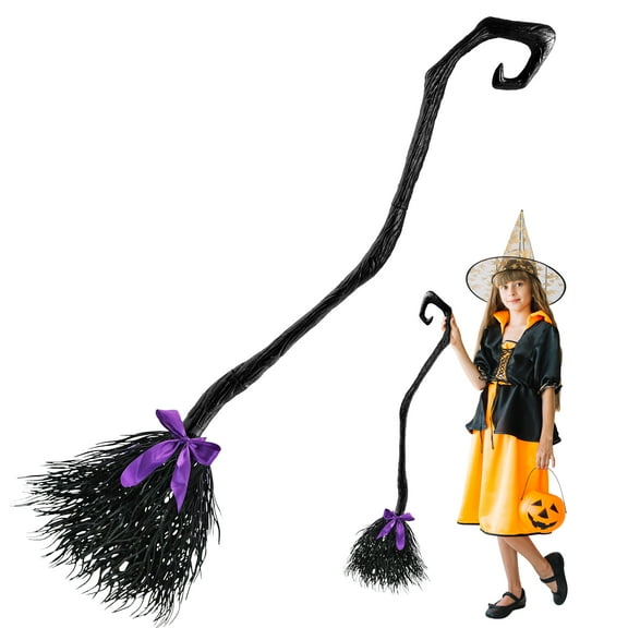 Joyfy 55'' Witch Broom with Ribbons for Kids, Halloween Witches Broomstick Costume Accessory,Halloween Cosplay Party Decorations