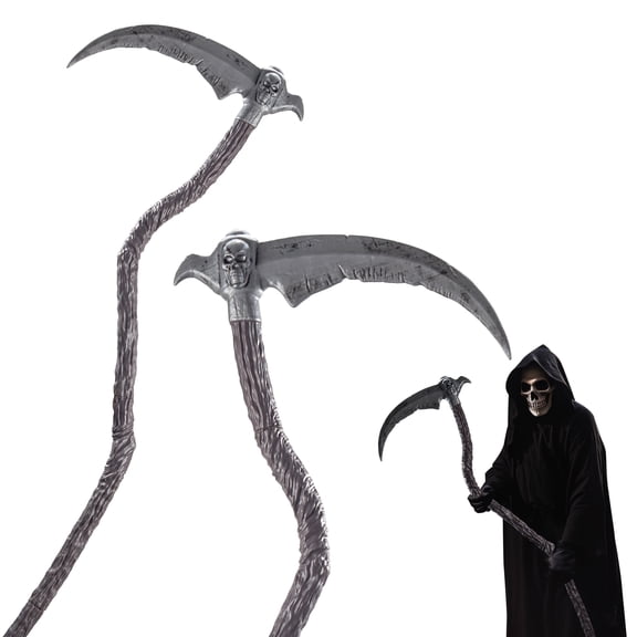Joyfy 55inch Grim Reaper Scythe Halloween Accessories,Scythe Prop for Halloween Party Pretend Play Grim Reaper Costume,Halloween Dress Up